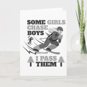 Vissa tjejer jagar pojkar jag pussar dem rolig ski kort