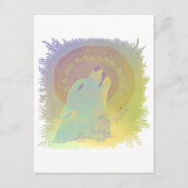 Visslande varg och mandelaväxter grenram vykort