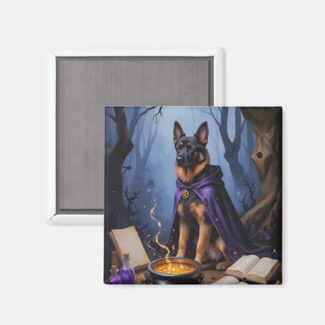 Visslarakunst med belgisk malinois-valp till Hallo Magnet (Front/Back)