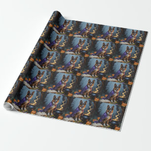 Visslares Belgisk Vallhund Halloween-målning Presentpapper