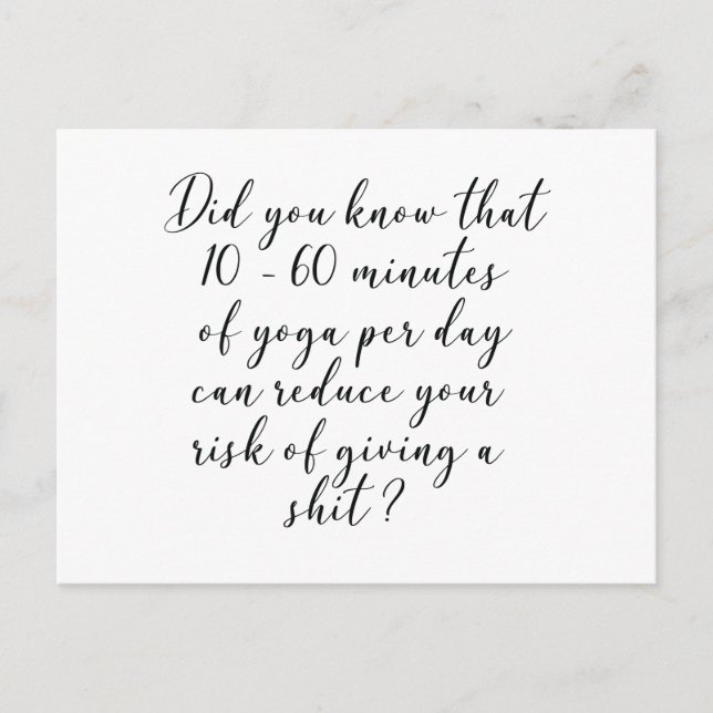 Visste du att 10-60 minuter yoga per dag vykort (Framsida)