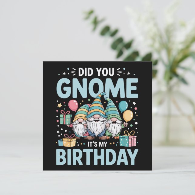 Visste du att det är min födelsedag Gnomes Party G Julkort (Stående Fram)