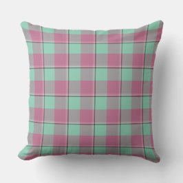 Vista Blue and Turkish Rose Pink Plaid Green Kudde