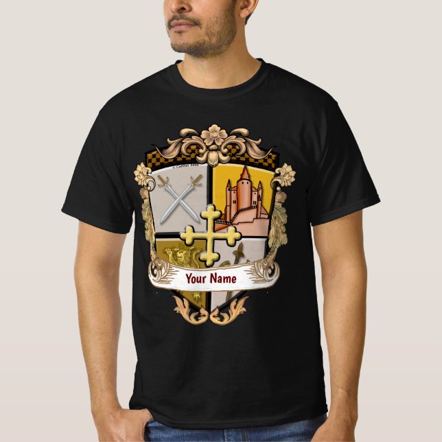 Vista Cross Shield Efternamn T Shirt (Framsida)