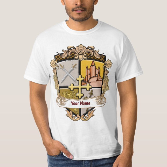 Vista Cross Shield Efternamn T Shirt (Framsida)