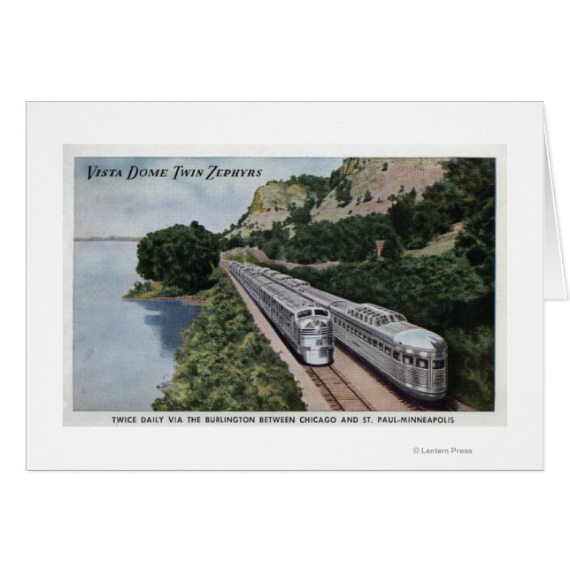 Vista Dome Twin Zephers Railroad Hälsningskort (Framsidan Horizontal)