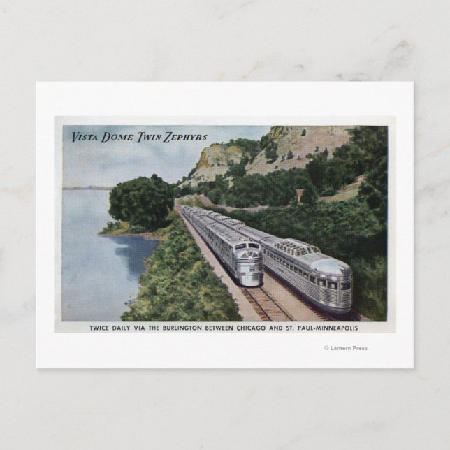 Vista Dome Twin Zephers Railroad Vykort (Framsida)