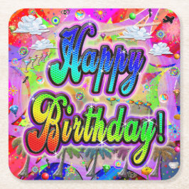 Vista Express Födelsedags Pappers Coaster Underlägg Papper Kvadrat