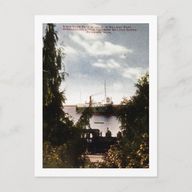 Vista från Pere Marquette Railway Park,Petoskey MI Vykort (Framsida)