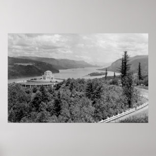 Vista House & Krona Point on Columbia River Poster