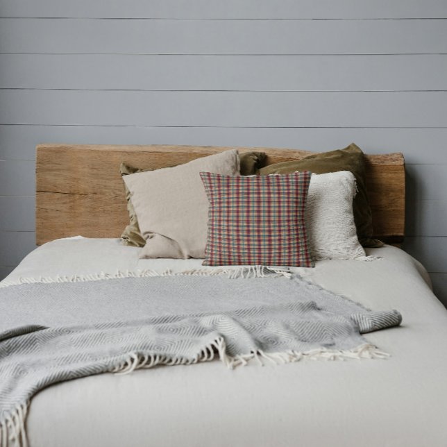 Vista Plaid Accent: Varm Terrakotta & Teal  Kudde (Skapare uppladdad)