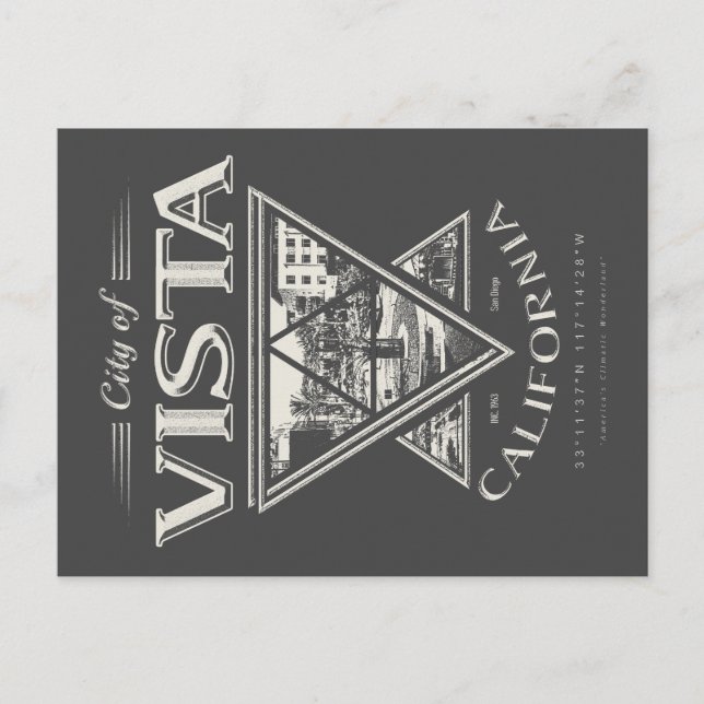 VISTA - SAN DIEGO CALIFORNIA VYKORT (Framsida)