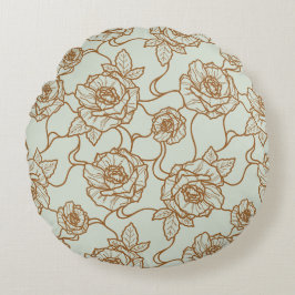Vistare av Ro, Elegant Line Art Blommönster Rund Kudde
