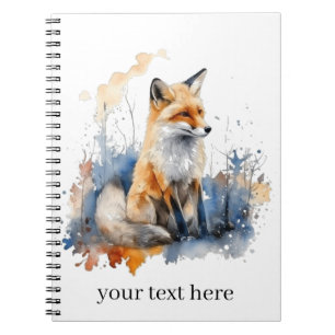 Vistare av Vilden Fox i vattenfärg, anpassningsbar Anteckningsbok