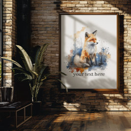 Vistare av Vilden Fox i vattenfärg, anpassningsbar Canvastryck