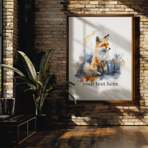 Vistare av Vilden Fox i vattenfärg, anpassningsbar Canvastryck