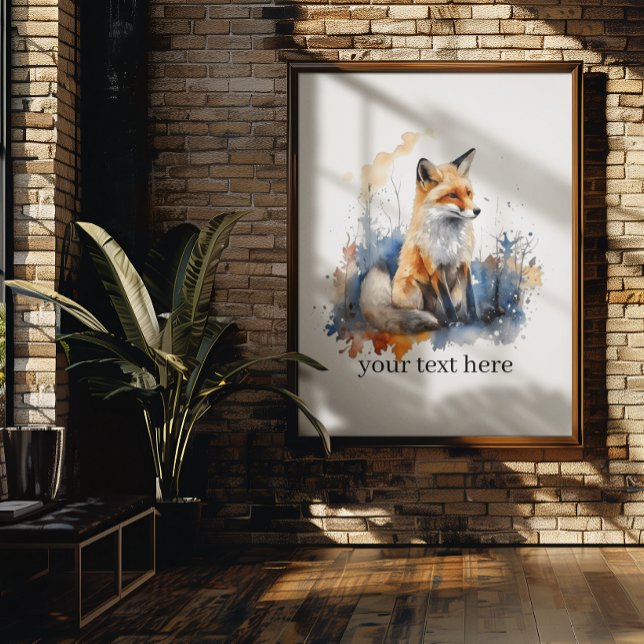 Vistare av Vilden Fox i vattenfärg, anpassningsbar Canvastryck (Skapare uppladdad)
