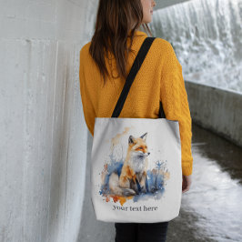 Vistare av Vilden Fox i vattenfärg, anpassningsbar Tygkasse