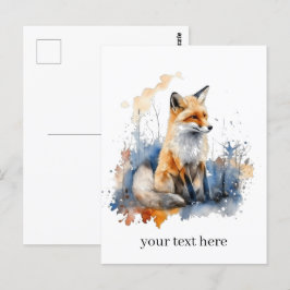 Vistare av Vilden Fox i vattenfärg, anpassningsbar Vykort