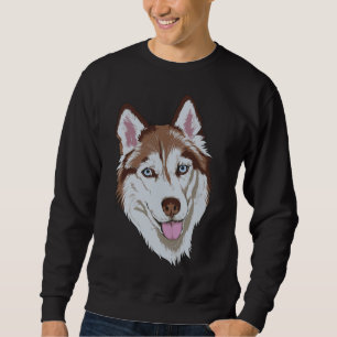 Vistare för djurhuvud vid siberian husky Snö Hundä Lång Ärmad Tröja