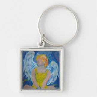 "Vistare för Kärlek" Angel Keychain Fyrkantig Silverfärgad Nyckelring