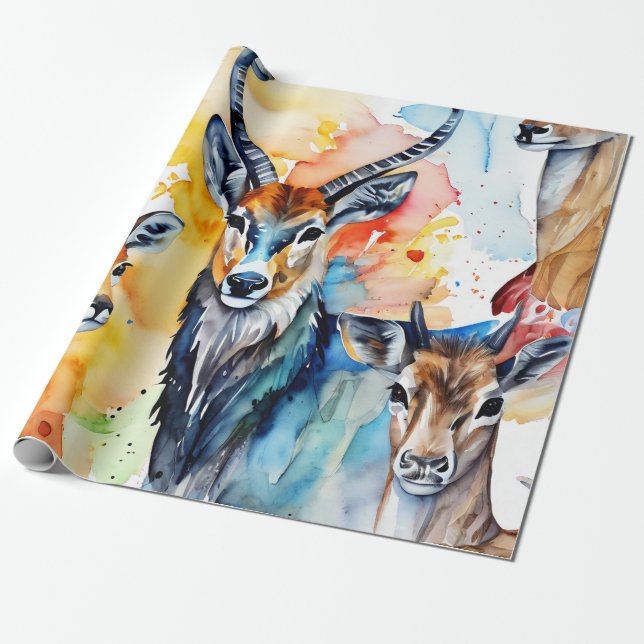 Vistare för Vilden Watercolor Collage Presentpapper (Utrullad)