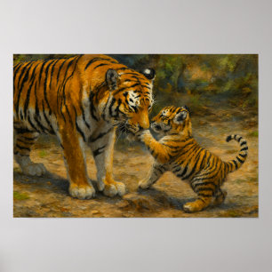 Vistare i Vilden - Tiger och Unge i Forest Poster