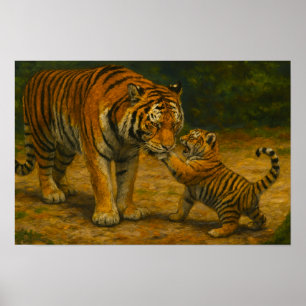 Vistare i Vilden - Tiger och Unge i Forest Poster