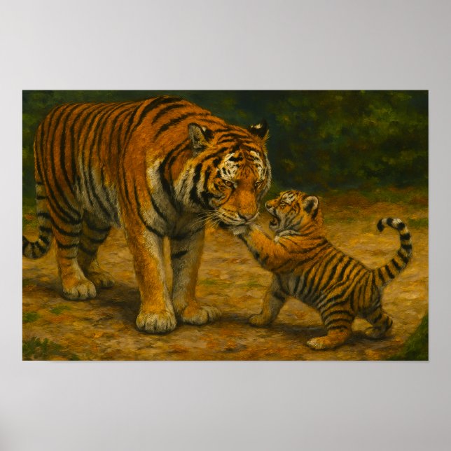 Vistare i Vilden - Tiger och Unge i Forest Poster (Framsidan)