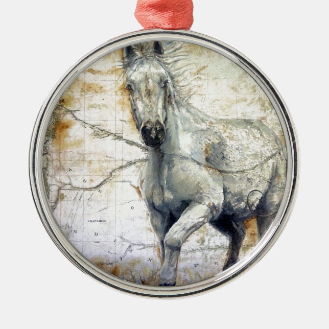 Vistare tvärs över stäppan julgransprydnad metall (Framsidan)