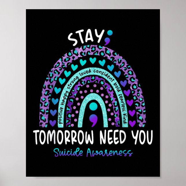 Vistelse i morgon behöver du Rainbow Suicide Aware Poster (Framsidan)