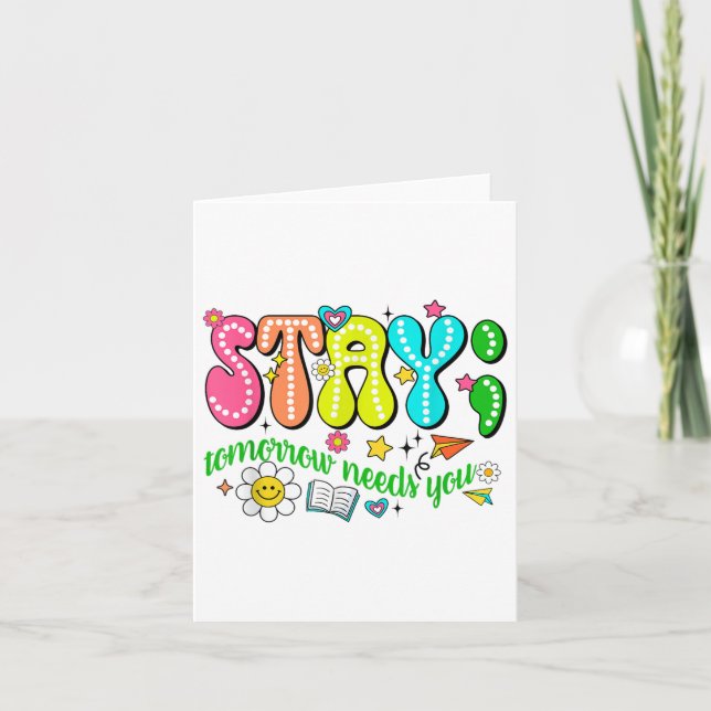 Vistelse i morgon behöver du självmord, förebyggan kort (Framsida)