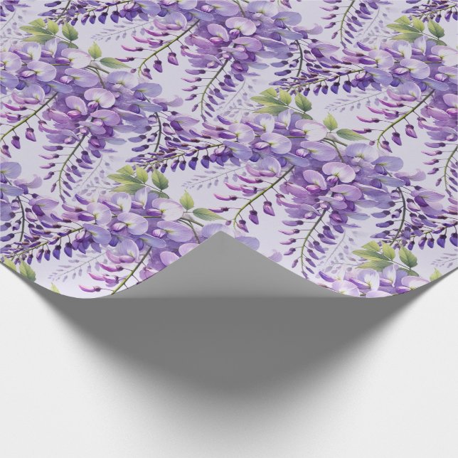 Visteria lila blommor vilda blommor akvarell  presentpapper (Hörn)
