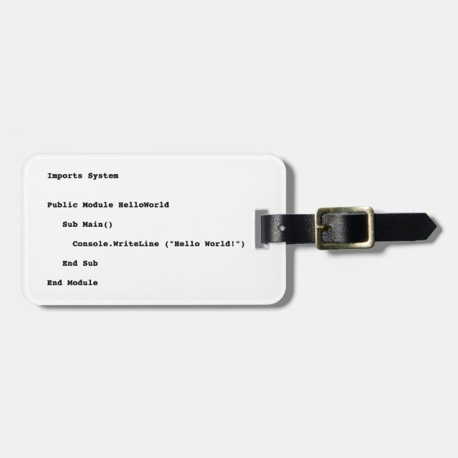 Visual Basic Hej World Hälsning Bagagebricka (Horisontell Framsida)