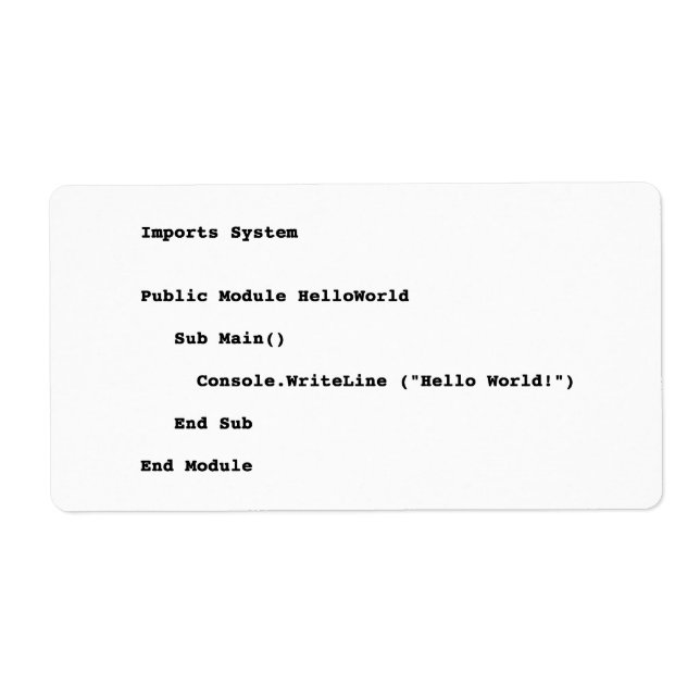 Visual Basic Hej World Hälsning Fraktsedel (Framsidan)