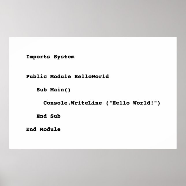 Visual Basic Hej World Hälsning Poster (Framsidan)