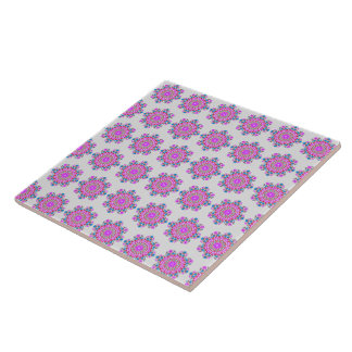 Visuel floral vintage fleurs mauve et fond gris kakelplatta