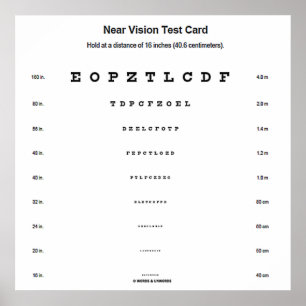 Visuell akuitetsundersökning för Near Vision Test Poster