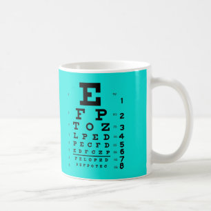 Visuellt hjälpmedelskärpa testar det Cyan Kaffemugg