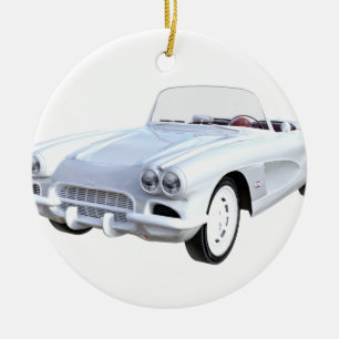 Vit 1961 Corvette Julgransprydnad Keramik