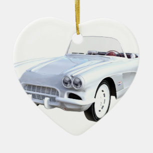 Vit 1961 Corvette Julgransprydnad Keramik