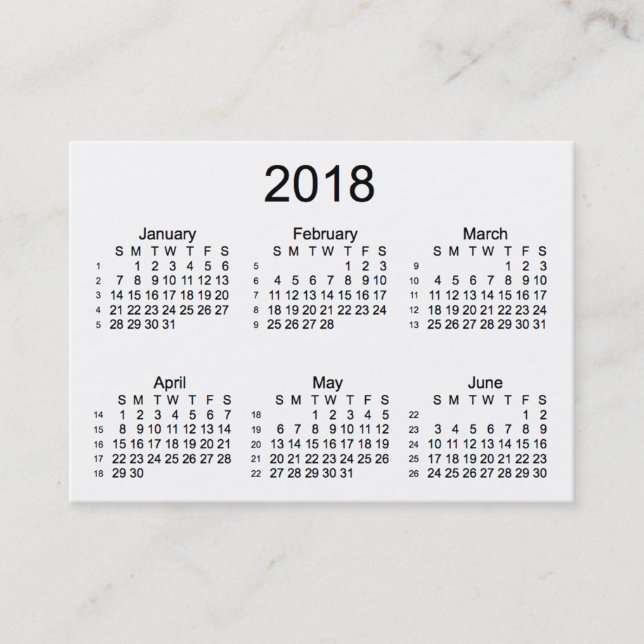 Vit 2018 52 vecka kalender vid Janz visitkortar Visitkort (Framsida)
