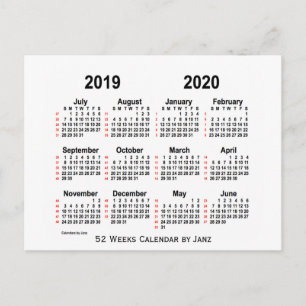 Vit 2019-2020 52 veckor kalender vid Janz Vykort
