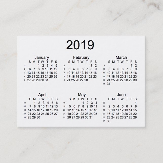 Vit 2019 52 vecka kalender vid Janz visitkortar Visitkort (Framsida)