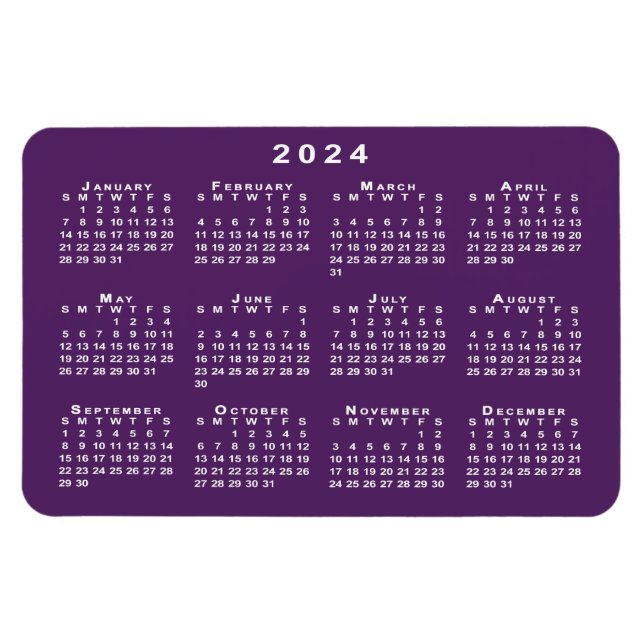 Vit 2024-kalender om Lilans bakgrundsmall Magnet (Horisontell)