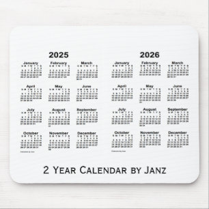 Vit 2025-2026 2 år kalender av Janz Mousepad Musmatta