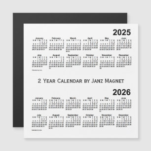 Vit 2025-2026 2 år kalender vid den Janz magneten