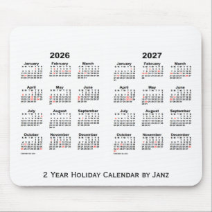 Vit 2026-2027 2 år helgdagkalender vid Janz Musmatta