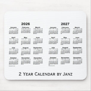 Vit 2026-2027 2 år kalender av Janz Mousepad Musmatta