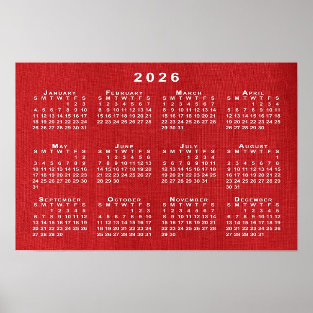 Vit 2026-kalender om Anpassadets foto Poster (Framsidan)